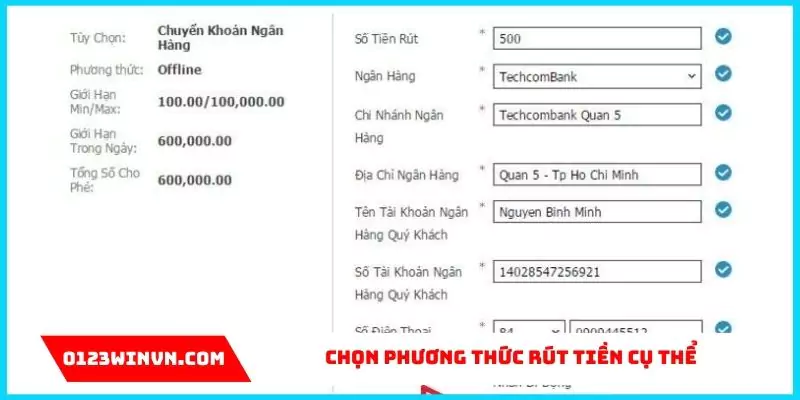 Rút Tiền 0123win: Hướng dẫn và bí quyết rút thành công Chọn phương thức cụ thể