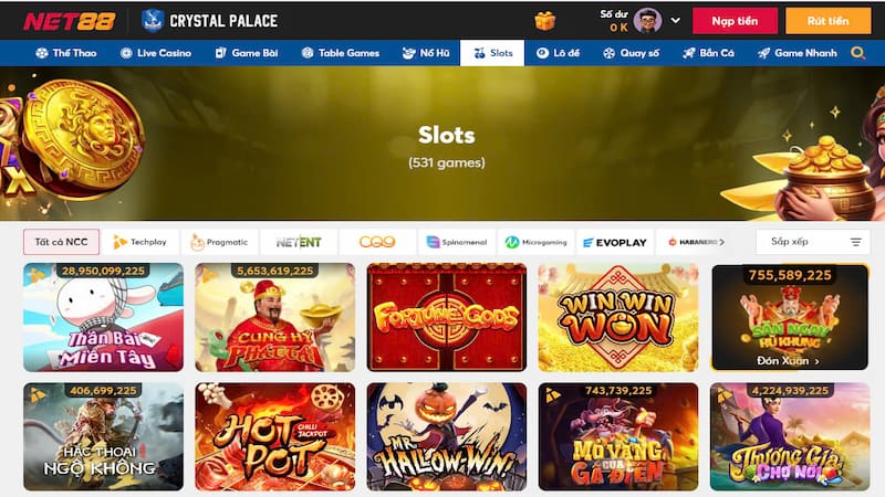Người lần đầu chơi Net88 chia sẻ từ đăng ký đến rút tiền Giao diện các game slots tại nhà cái Net88